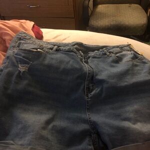 SHEIN Blue Relaxed Jeans with Distressed Look